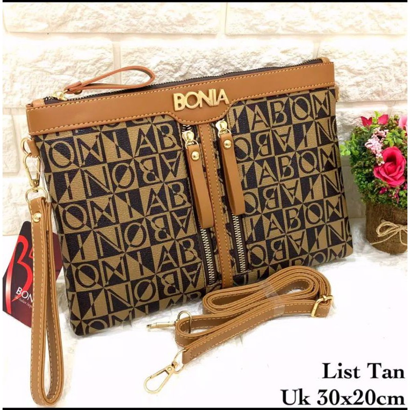 Tas Slempang Bonia Duble Zipper super premium import