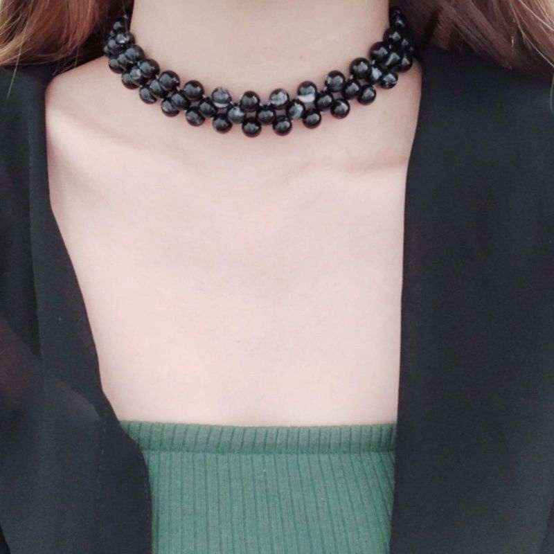 Kamala Marble Beads Choker Necklace Kalung Anyam Motif Marmer Handmade