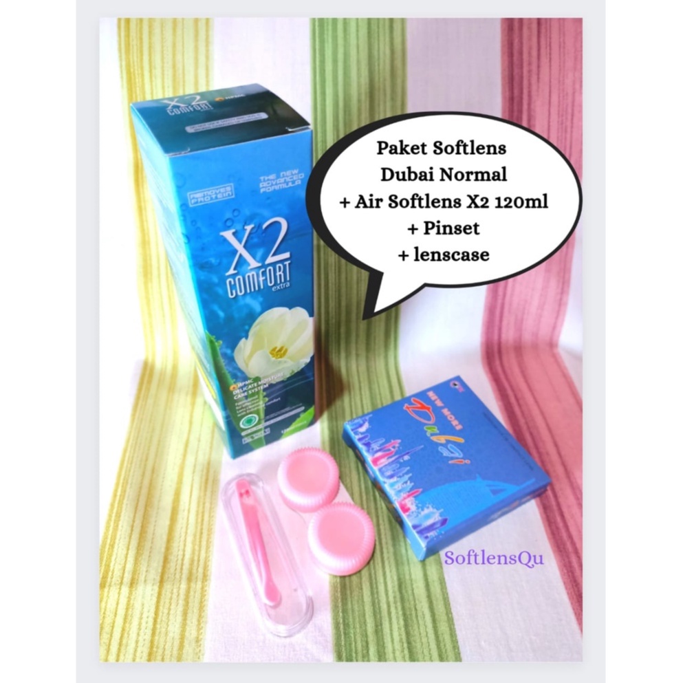 Paket Softlens New More Dubai Normal by CTK Dia 14,5mm + Air Softlens X2 120ml + Pinset