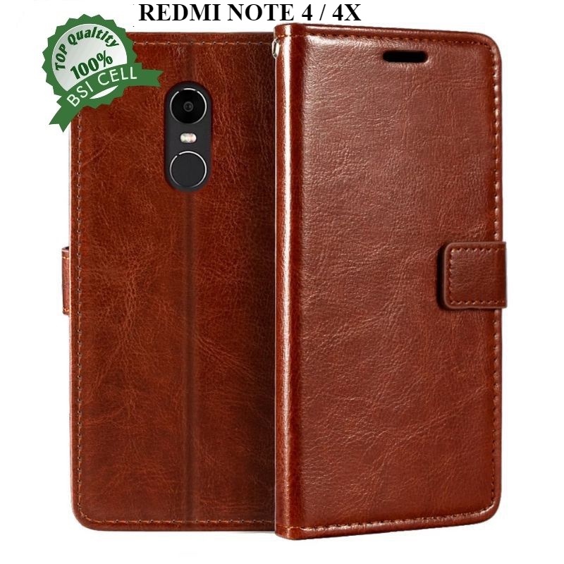 XIAOMI REDMI NOTE 4 REDMI NOTE 4X  LEATHER CASE SARUNG HP DOMPET KULIT FLIP COVER CASE