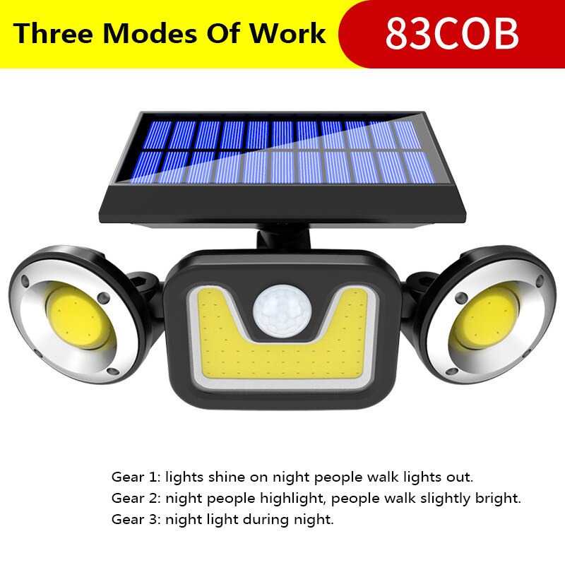 Choifoo Lampu Solar Panel Sensor Gerak PIR Waterproof 83 COB - 208ABS