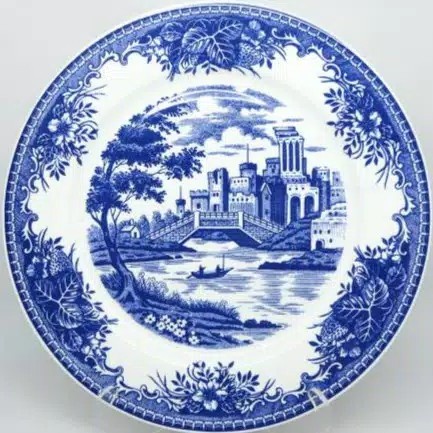 Chinoiseries/Piring antik/piring keramik putih-biru/piring hias D27 cm - castle