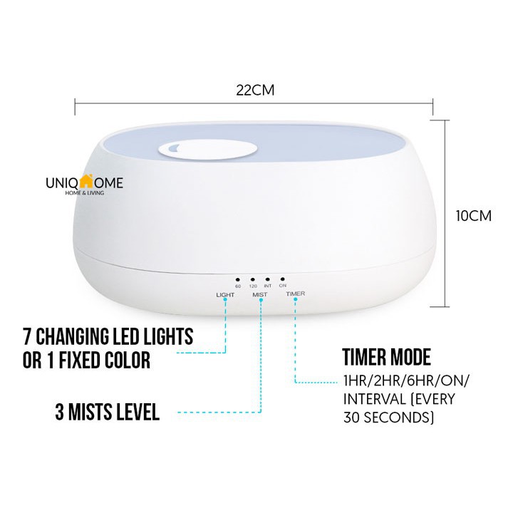 H33 Humidifier Air Aroma Diffuser Remote Control 500ml Ocean Mist Mode