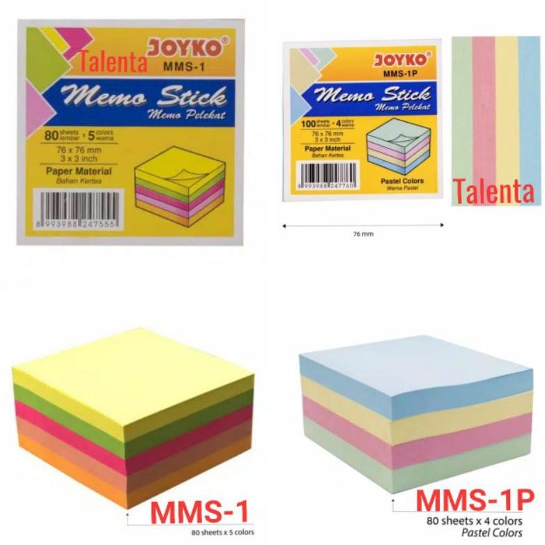 

[(BAYAR DITEMPAT) Sticky Note Memo Tempel Joyko Warna Pastel MMS-1P / Neon MMS-1