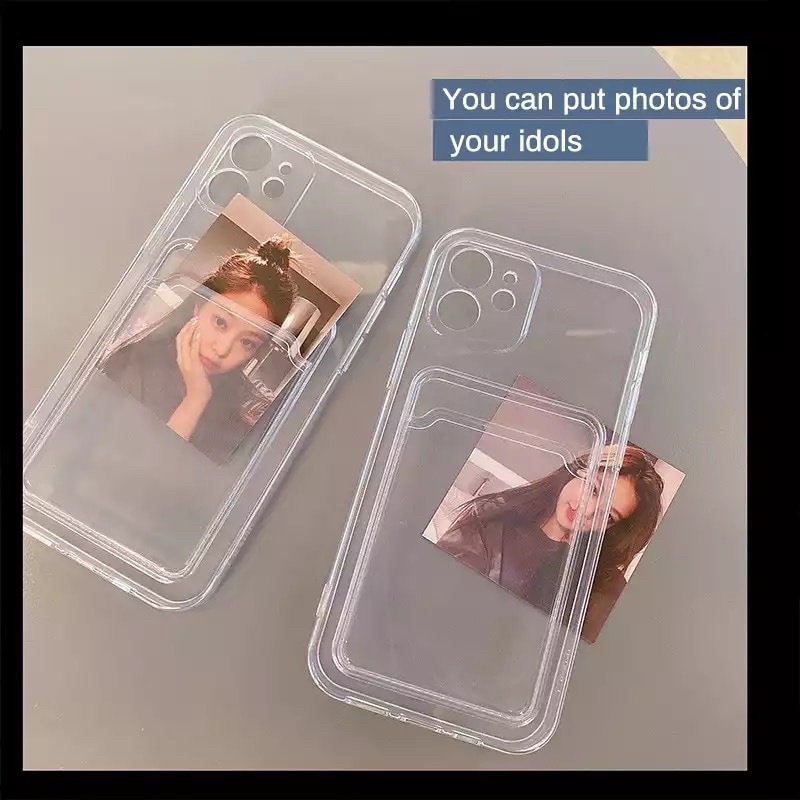 Soft Case Card Holder Slot Foto / Kartu XIAOMI MI 11 LITE POCO M4 PRO M5S F4 GT M3 X3 PRO GT NFC REDMI A1 A1+ 8 8A PRO 9 9A 9C 9T 10 10A 10C PLUS 4G 5G Casing Wallet Transparan TPU Clear Bening