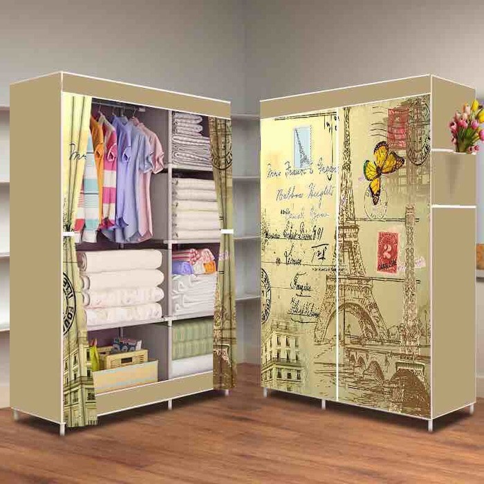 TERMURAH LEMARI BAJU PORTBALE EIFFEL TOWER BROWN GOOD QUALITY