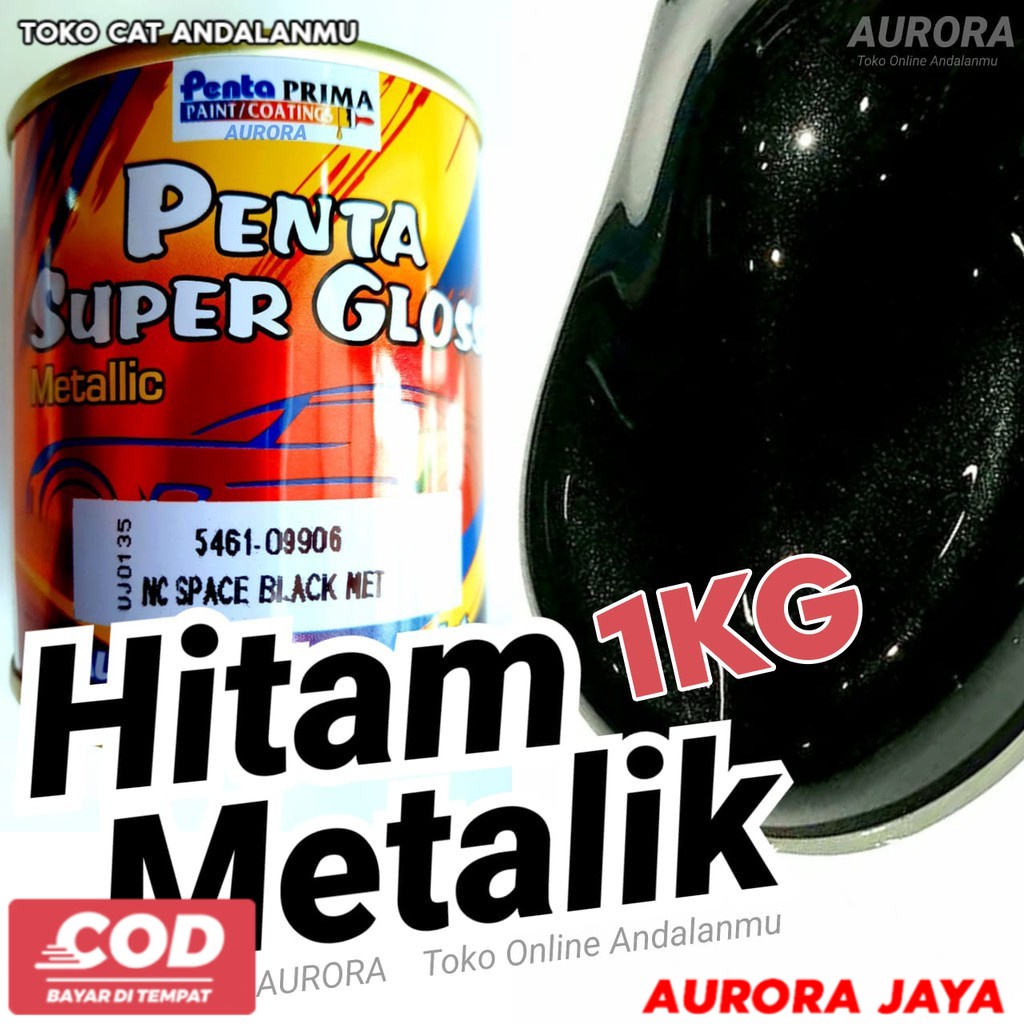 Cat Hitam Metalik Penta Super Gloss 1Kg NC Space Black Metalic Cat Mobil Motor Sepeda Glos 1 Liter