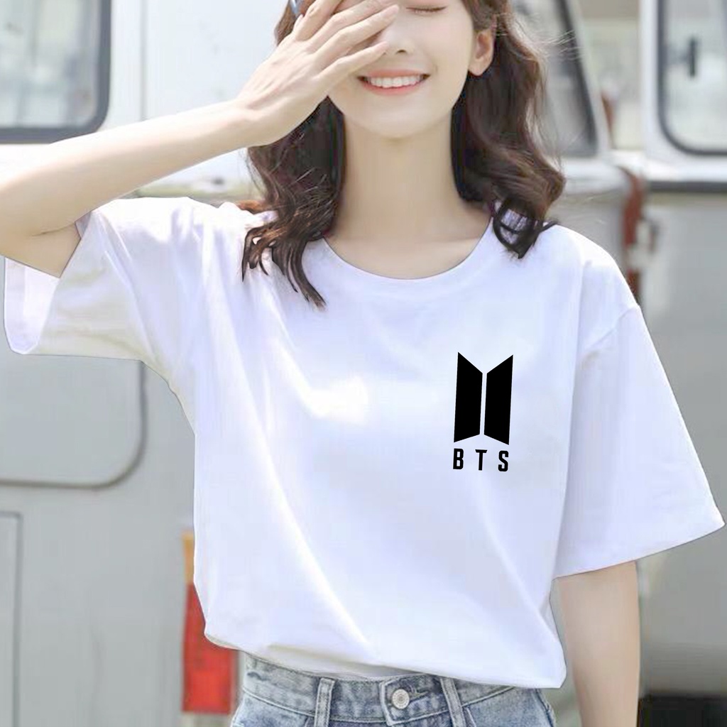 CALVIERO SHOP - BAJU KAOS ATASAN WANITA PRINT BTS LOGO BLACK