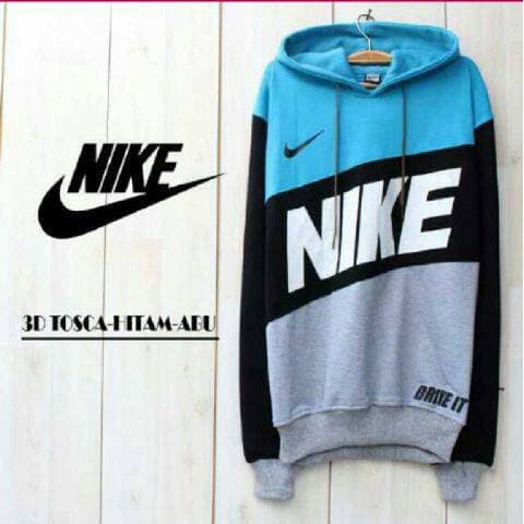 JAKET HOODIE NIKE SIMPLE KOMBINASI 3 WARNA BIRU HITAM MERAH PREMIUM
