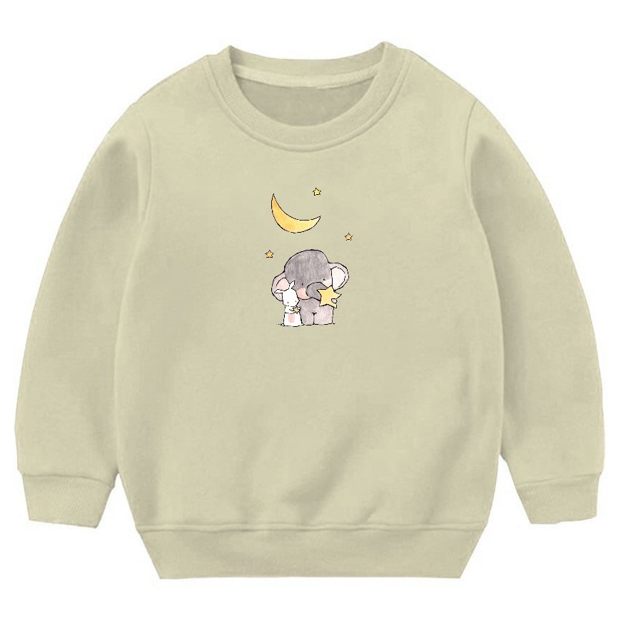 Crewneck Anak Balita Motif Stars Rabbit Elephant Bahan Pleece Ala Korean Style