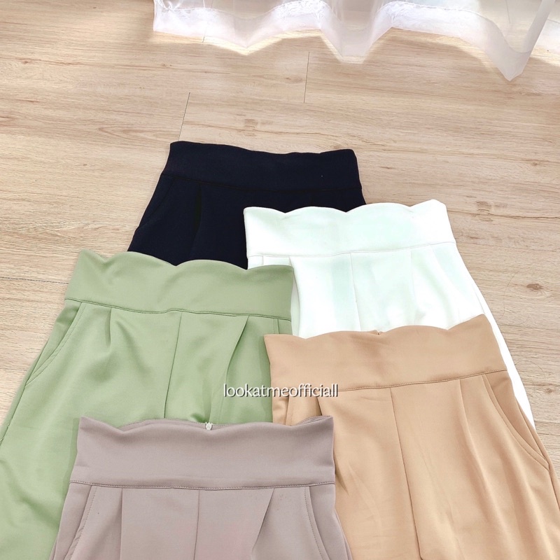 Lookatmeofficial • Celana Wanita Basic Scallop Highwaist Pants Premium Scuba / Celana Basic Model Pensil Office Kasual Kantor