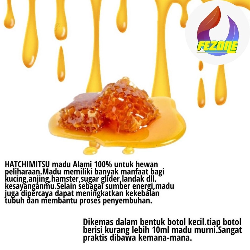 Madu Alami Murni 100% Kesehatan Hewan Sugar Glider Landak Kucing hamster 10ml FEZONE