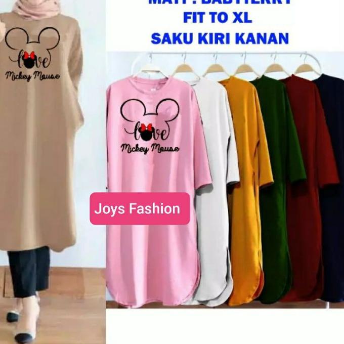 JF Atasan Tunik Babyterry Jumbo Wanita Muslimah Terbaru LOVE MOUSE