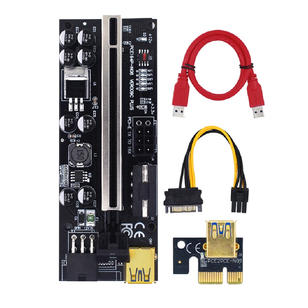 2021 Adapter Riser Card Pci-E Ver009C Plus 1x Ke 16x Pci-E Usb 3.0 Gpu Untuk Komputer