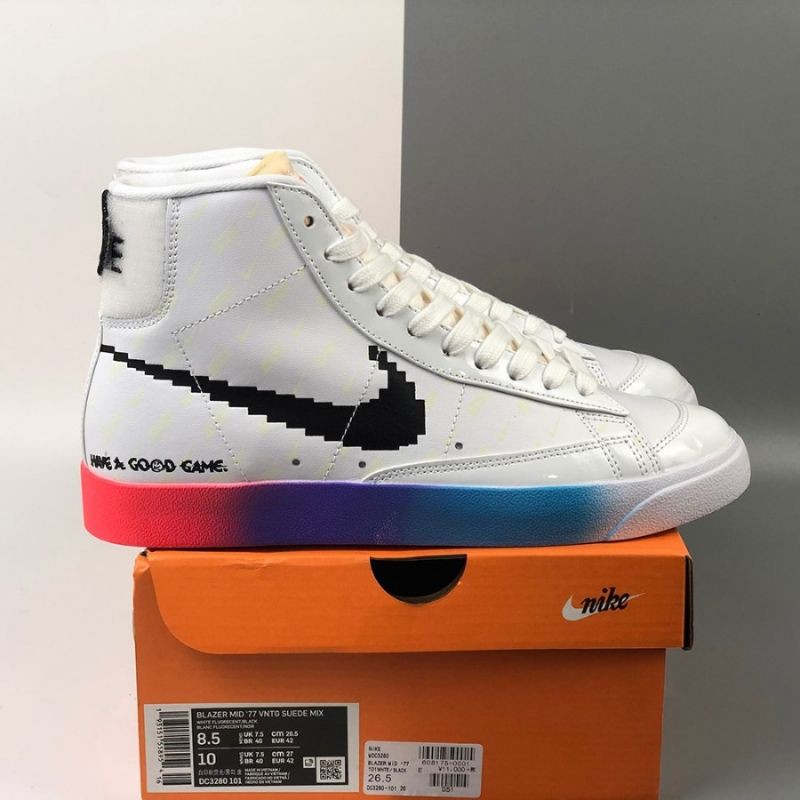 NIKE BLAZER MID VINTAGE '77 "HAVE A GOOD GAME" WHITE/WHITE-BRIGHT CRIMSON-BLACK (GLOW IN THE DARK)