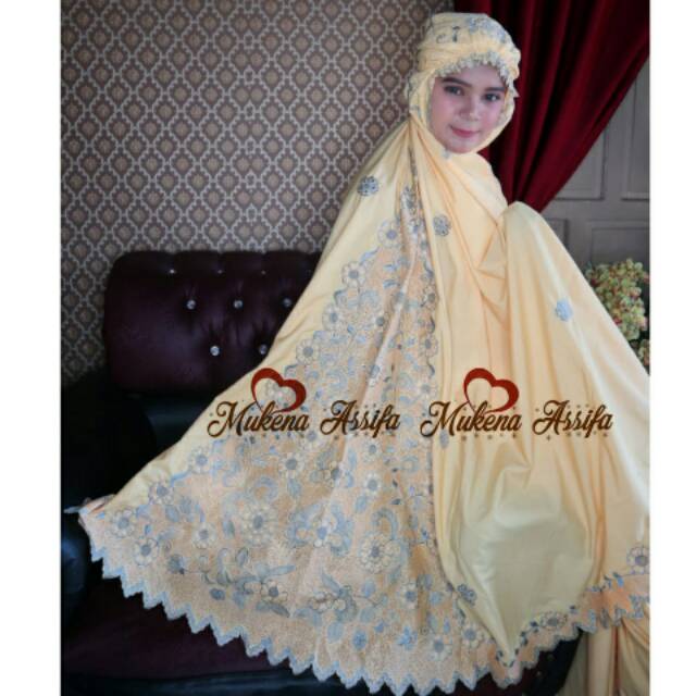Mukena bordir kd kuning silver khas bukittinggi