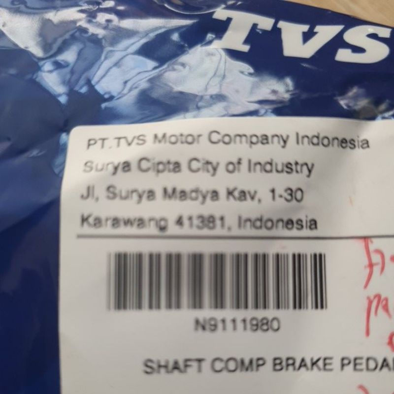 As Pedal Rem Apache TROMOL TVS. Shaft Comp Brake Pedal