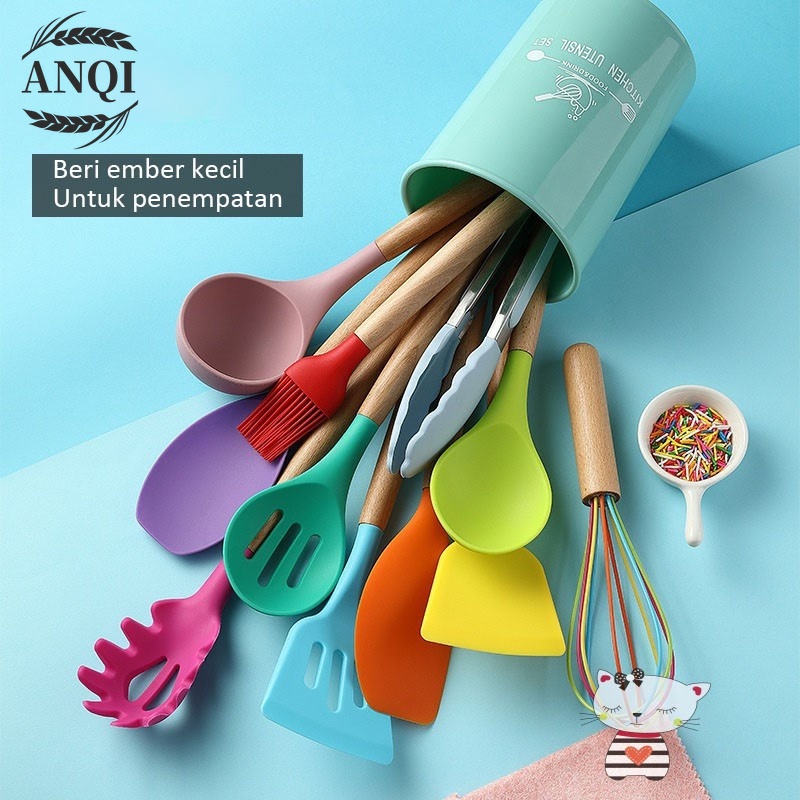 Alat Masak Set Spatula Sehat Tahan Panas Silicone Kitchen tools Set Spatula Silikon BPA-Free 12pcs