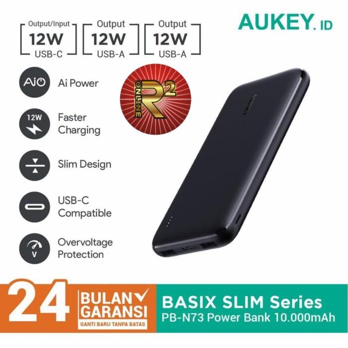 Power Bank | Aukey Powerbank Pb-N73 Basix Slim 10.000Mah Original Garansi Aukey