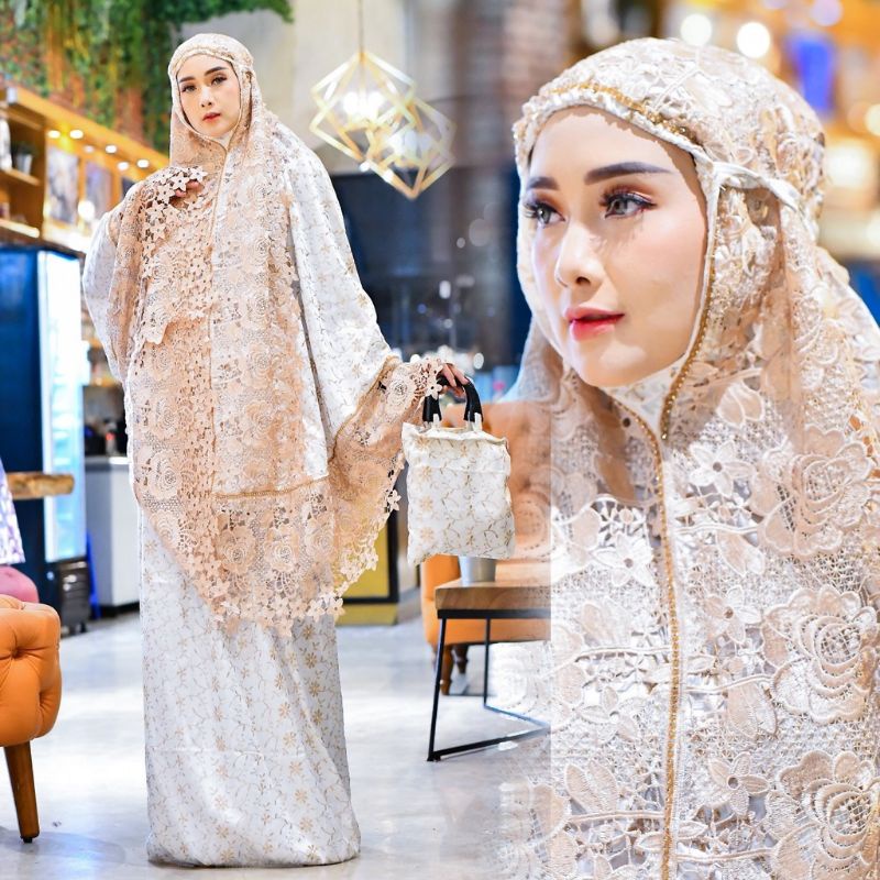 BISA COD Mukenah  SUTRA  jepang  full swarovski cocok untk hadia dan untk hantaran