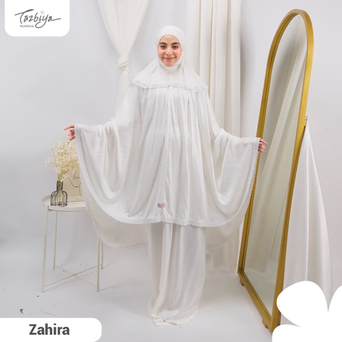 

MUKENA TAZBIYA ZAHIRA WHITE ALLSIZE / MUKENA DEWASA / MUKENA PUTIH - ZAHIRA WHITE