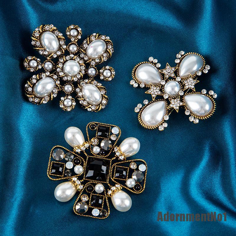 (Adornmentno1) Pin / Bros Aksen Mutiara Imitasi Model Retro Untuk Wanita