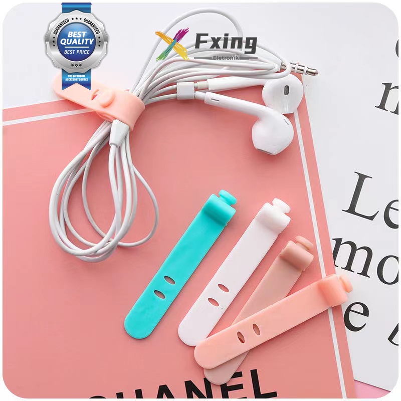 【AC005】Fxing Pengikat Kabel Charger Silicon Kabel Organizer Cable Clip Cord Holder Penggulung Kabel Headset Karet Perapih Kabel Warna Macaroon