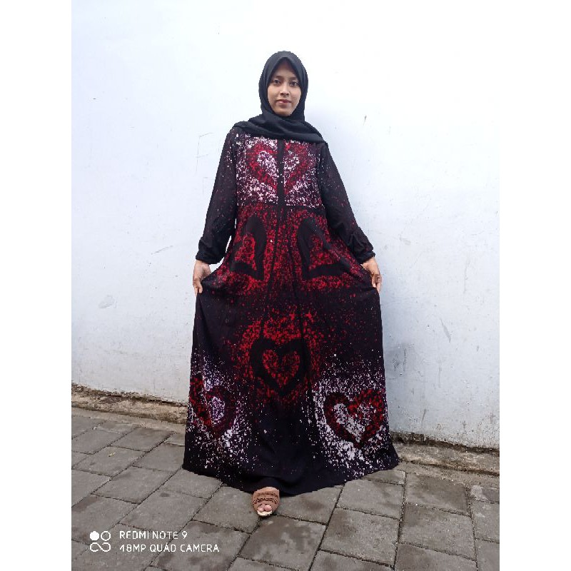 TERBARU Gamis Twil Rayon Ori Motif Love Tercantik Gamis Twil Rayon Ori Murah Gamis Abstrak malaman