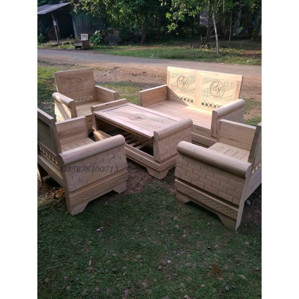 Kursi Tamu Minimalis Full Kayu Jati TPK  PERHUTANI mentahan kursi tamu jati tua kursi tamu minimalis