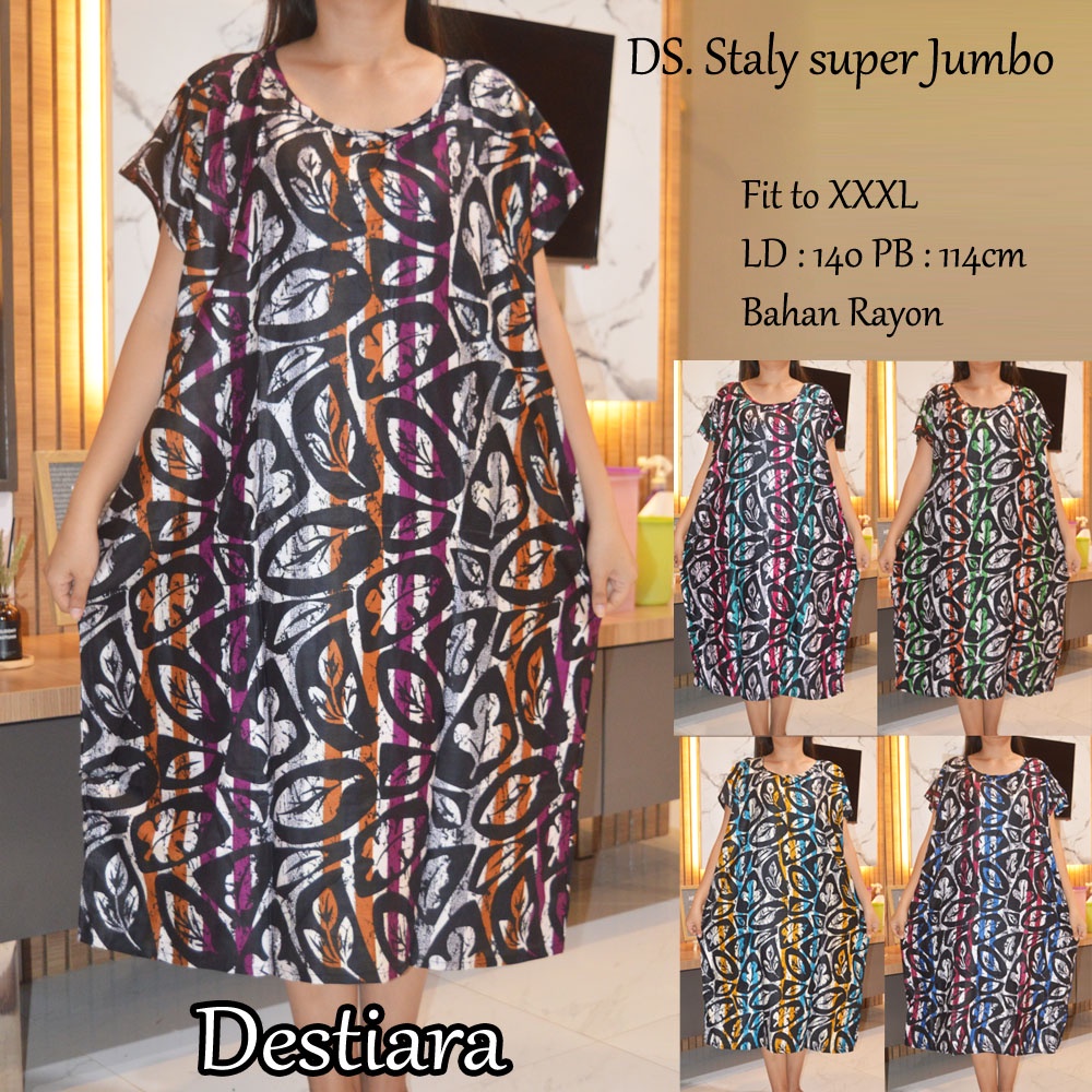 Daster super Jumbo staly LD 140 | 1kg muat 5pcs  | daster murah-Destiara