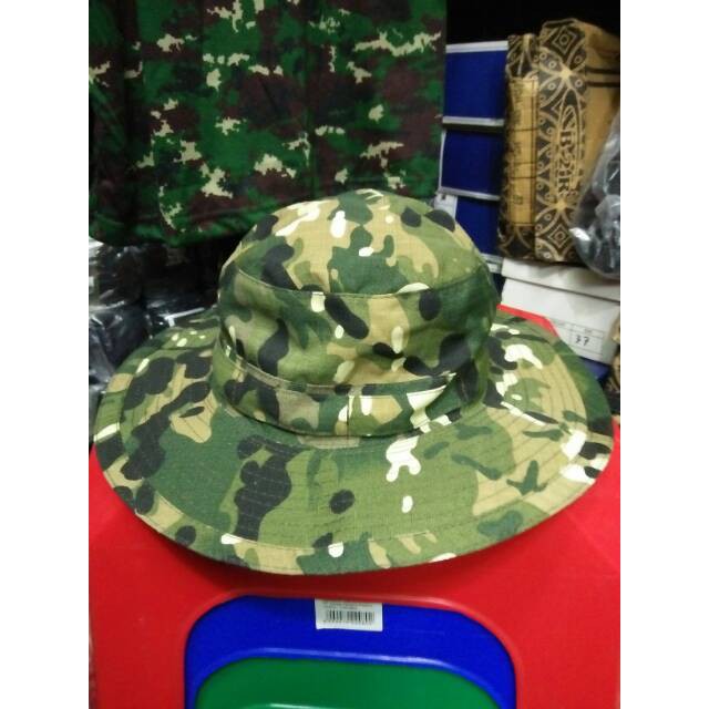 Terlaris topi rimba bahan ribstok motif loreng