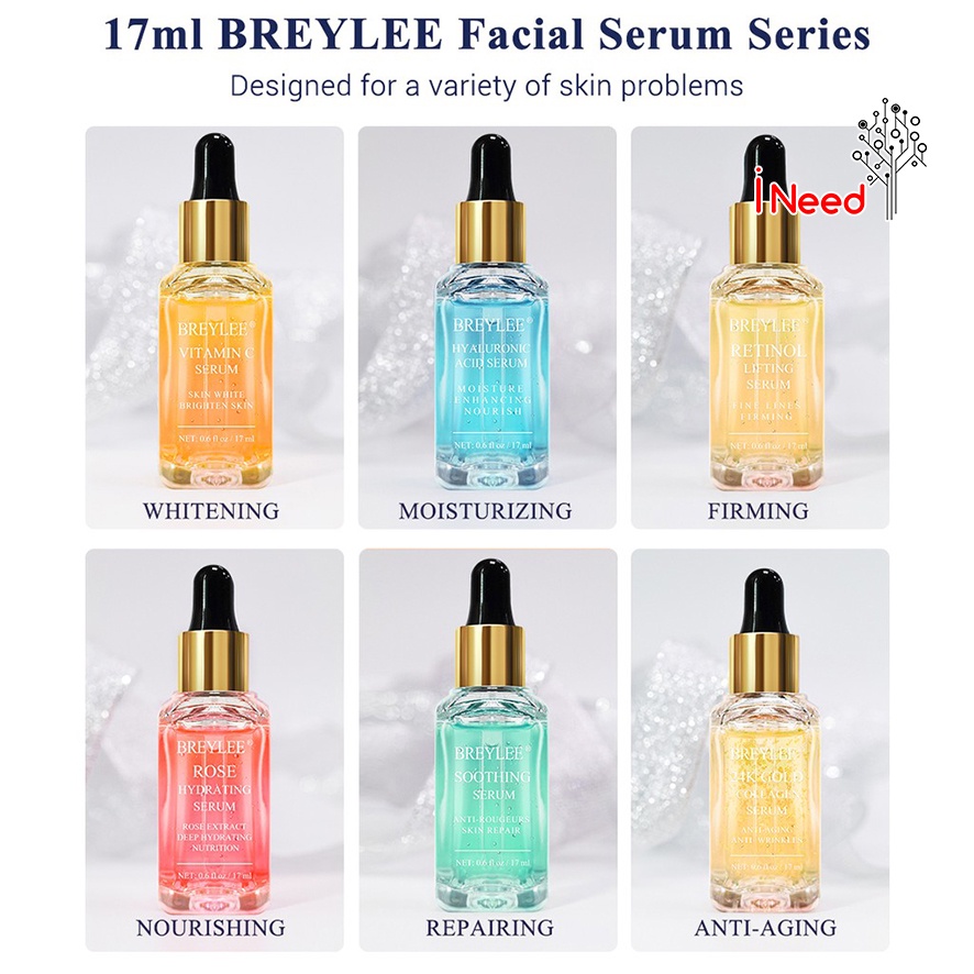 (INEED) BREYLEE SERUM WAJAH 17ML - FACE SERUM Vit C / Retinol / Rose Hydrating / Hyaluronic Acid / Soothing