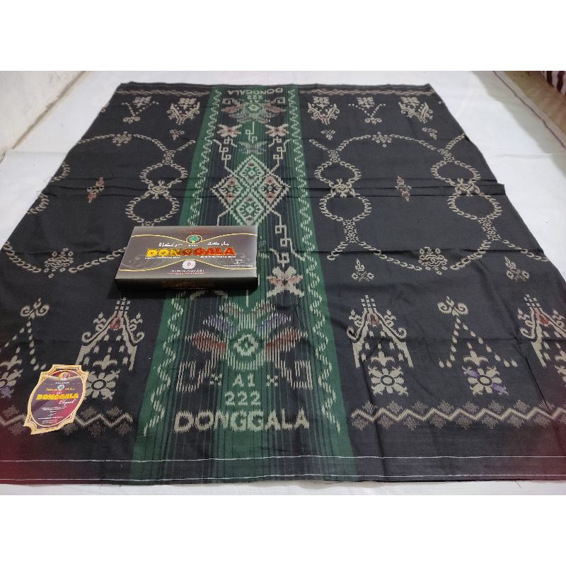 Sarung DONGGALA A1 222 Katun Hitam Colet 3D