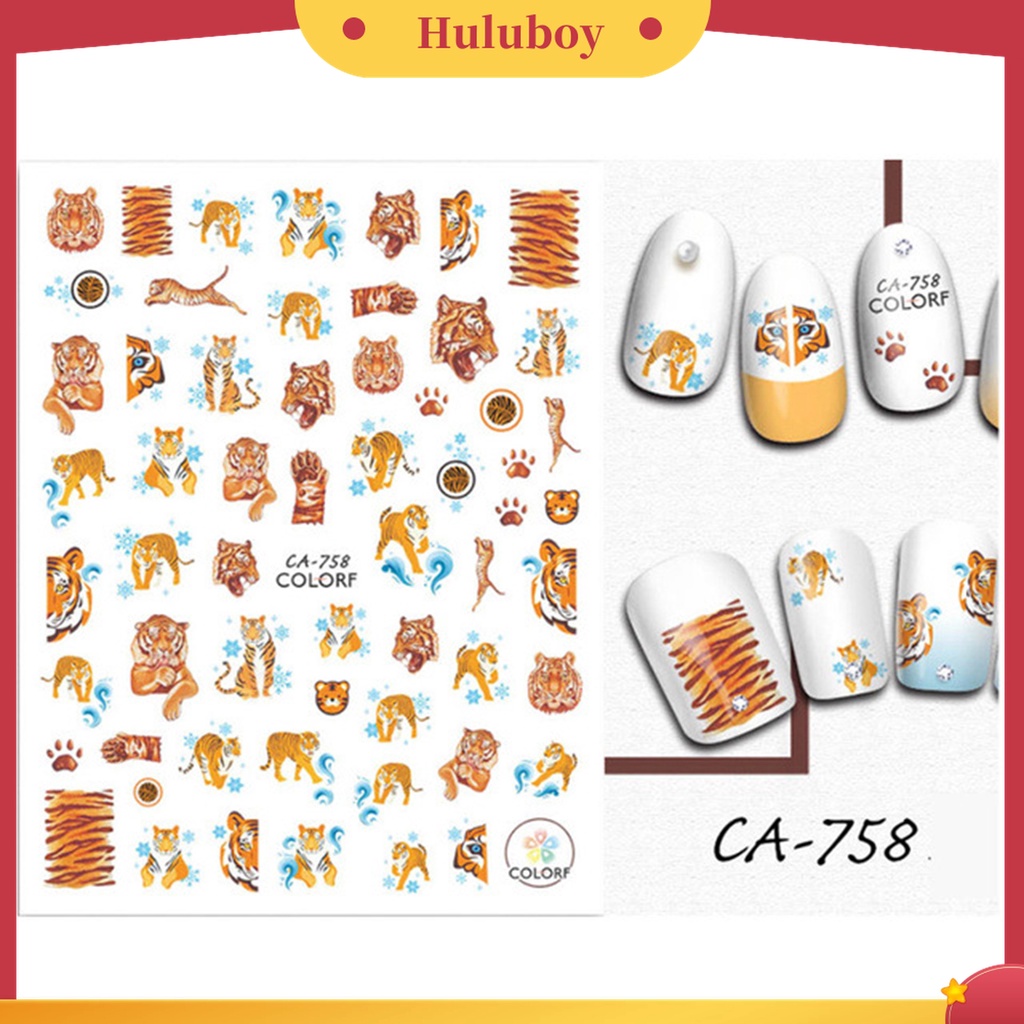 Huluboy Huluboy♡ 3pcs / Set Stiker Kuku 3D Motif Leopard / Macan Untuk Nail Art / Manicure