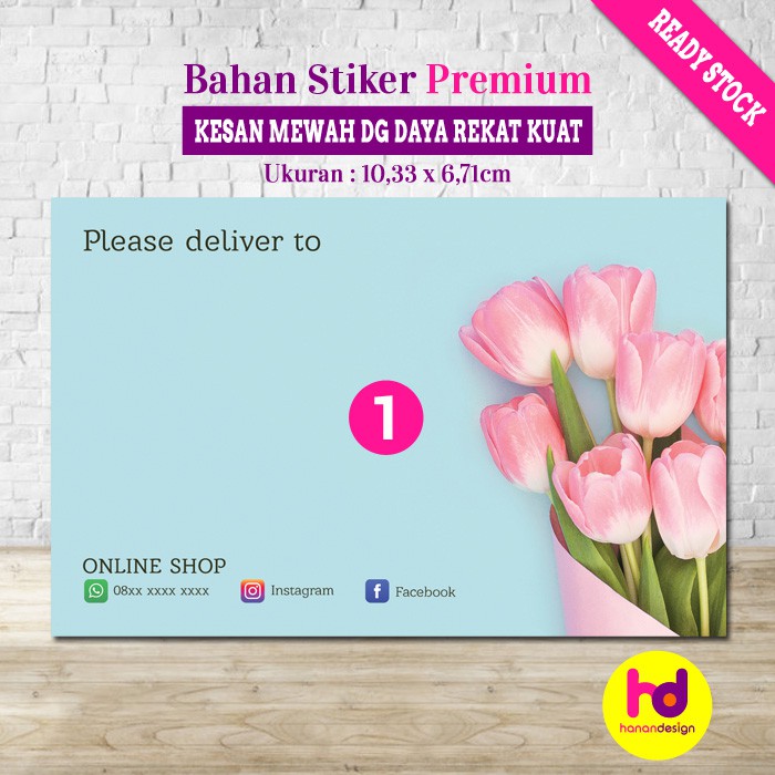 

Label Pengiriman Olshop Murah Stiker Custom Motif Bunga Tulip