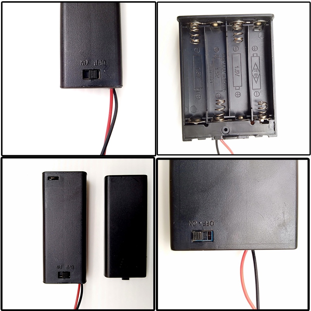 Battery Holder Case AAA Box Kotak Plus Kabel Tutup Dan Tombol ON OF