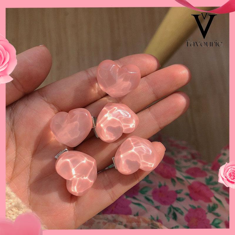 [COD]5 PCS Manis Pink Jepit Rambut Gadis Busur Peach Camellia Sisi Klip Aksesoris Rambut-FA