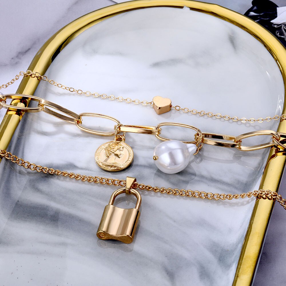 BUTTERFLY Kalung Rantai Dengan Liontin Hati/Kupu-Kupu/Geometri Asimetris Aksen Mutiara Vintage Untuk Wanita 2020
