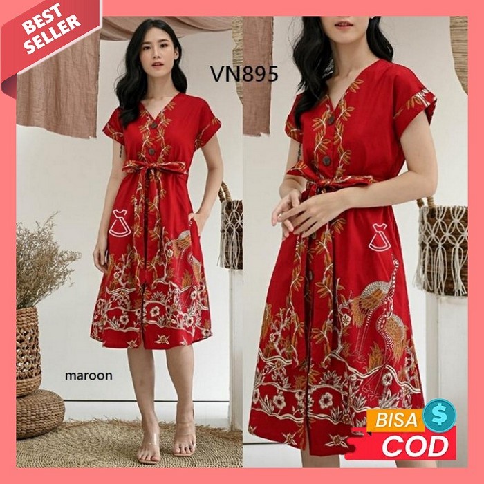 Baju Dress Natal Wanita Terbaru 2021 Remaja Dres Natalan Wanita Casual Sevn895 - Dress Pesta Batik