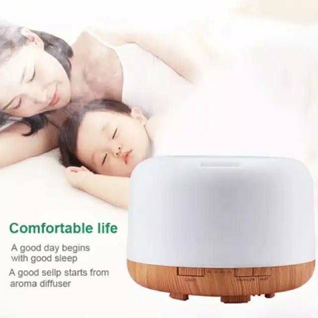 GS8 Humidifier Air 500ML Aromaterapi Difuser + Remote Model Alas Kayu -Alat Pengharum Kamar/Rua