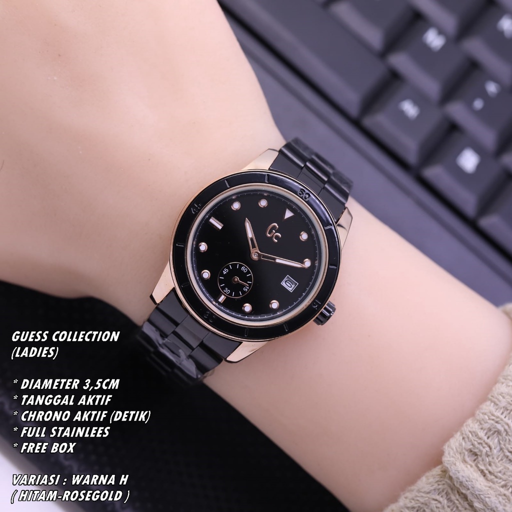 JAM TANGAN WANITA GC RANTAI BODY BULAT TANGGAL &amp; CHRONO AKTIF