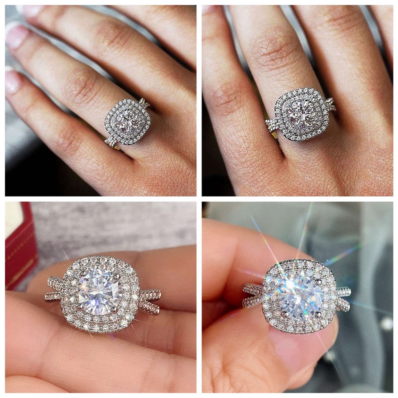 Cincin Pernikahan Bahan Cubic Zirconia Untuk Wanita