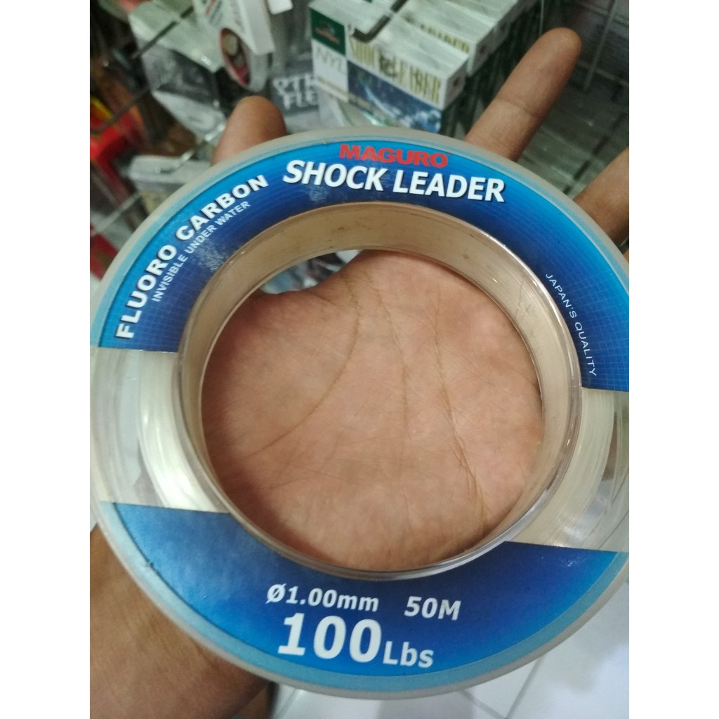 Senar Pancing Leader Maguro Shock Leader Fluoro Carbon 100Lbs Omah Pancing Shop