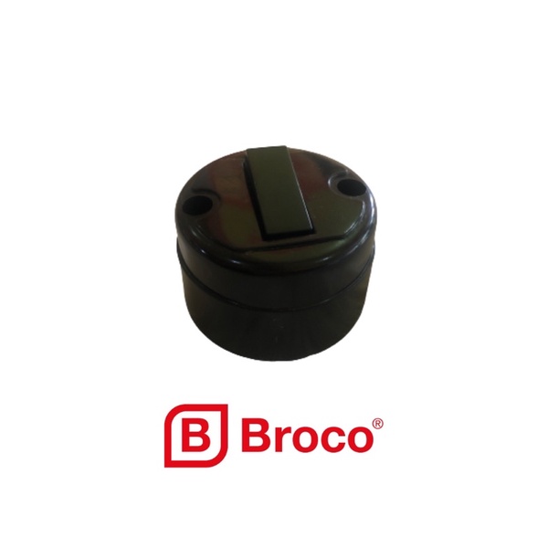 Saklar 1 BROCO hitam bulat | Saklar single bulat BROCO