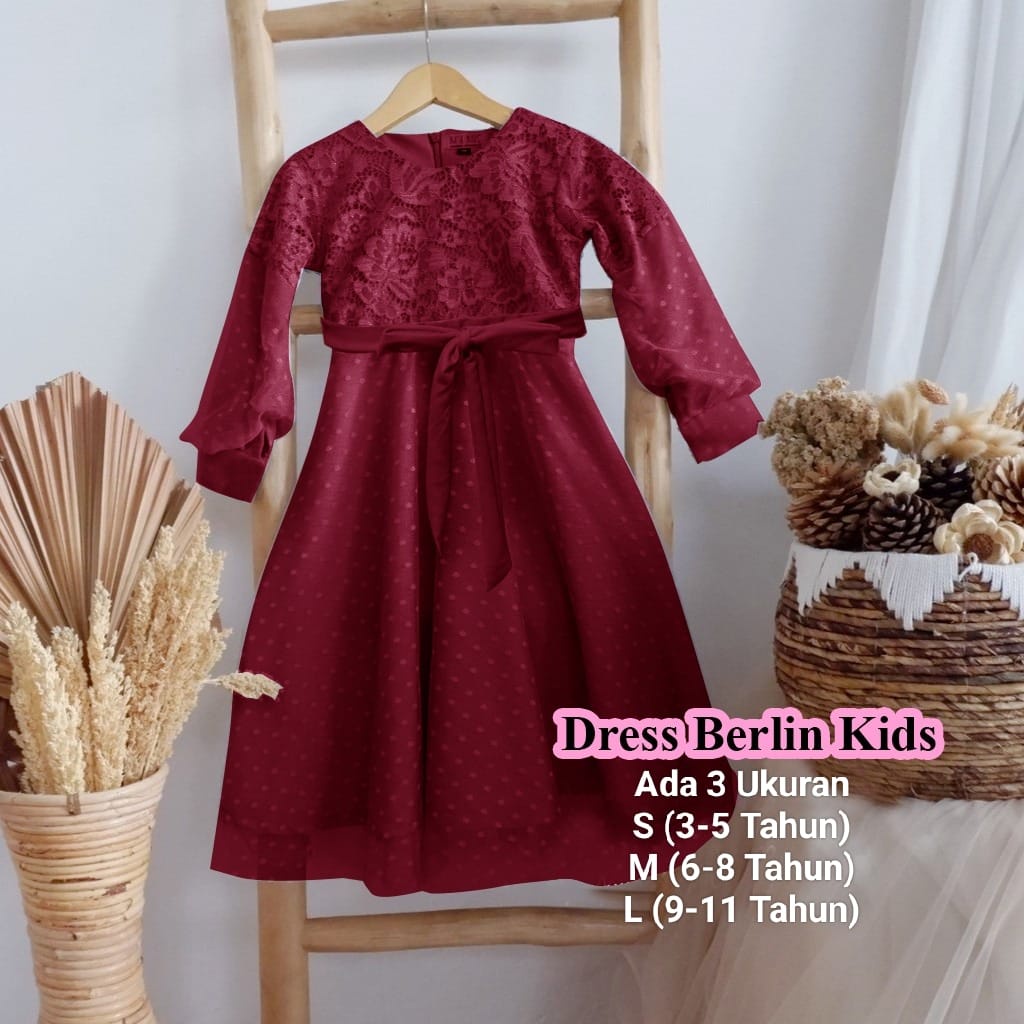 Dress kondangan Anak Perempuan brukat Berlin Kids 3-11 Tahun Good Quality