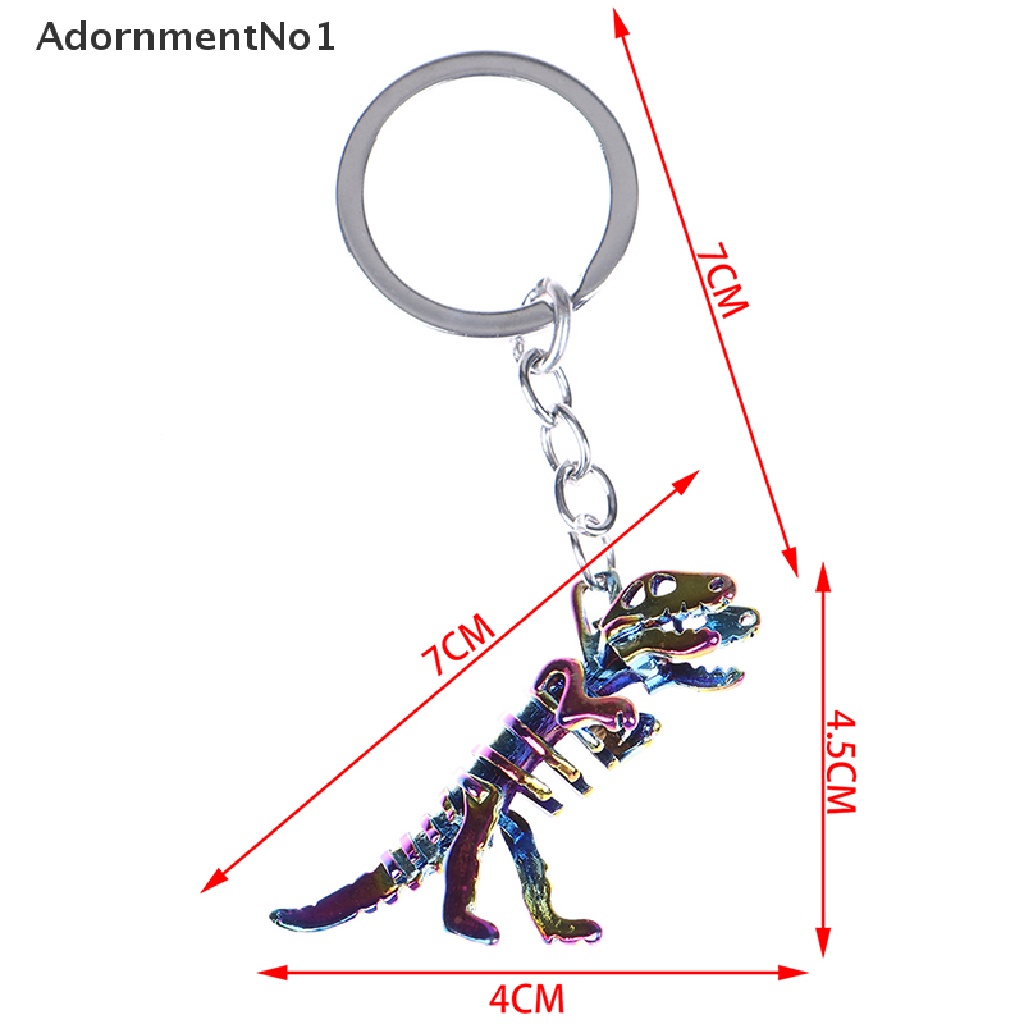 (AdornmentNo1) 1pc Gantungan Kunci Bentuk Tengkorak Dinosaurus Bahan Alloy Warna-Warni