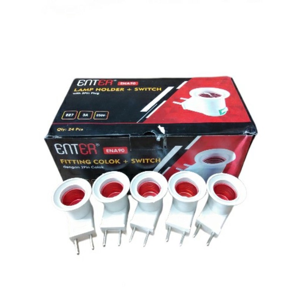 Fitting colok lampu led + saklar on off switch