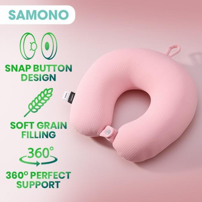 READY COD Bantal Leher SAMONO Bantal Leher Travelling SAMONO - Merah Muda NEW Kode 1033