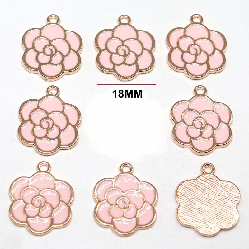 10pcs Liontin Bunga Enamel 18mm Warna Campur Untuk DIY Aksesoris Perhiasan