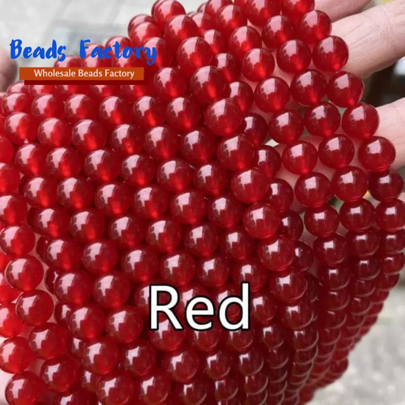 Red Agate manau merah red garnet natural glossy stone 10mm bahan gelang kalung